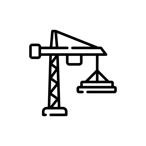 A black outline of a crane. - BAM Group (construction project advisory)